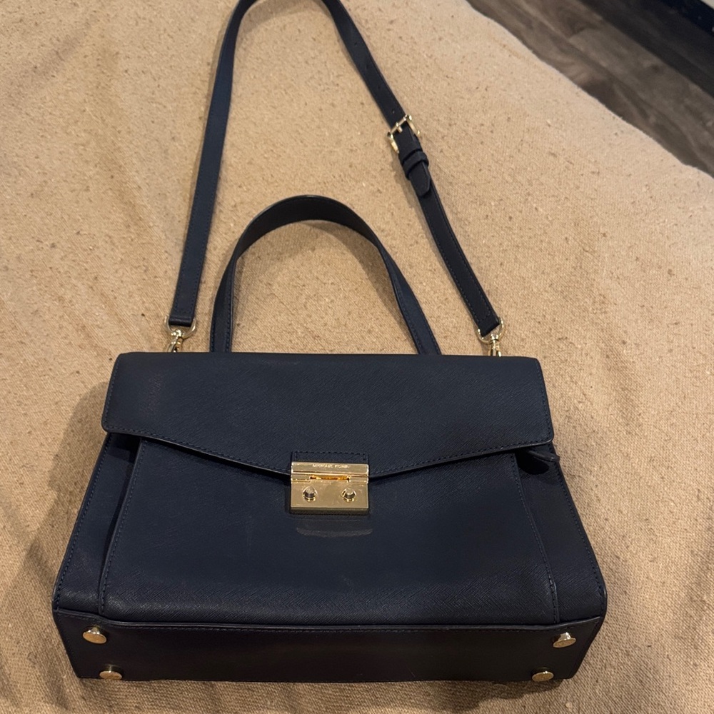 Michael Kors Essex Saffiano Leather Business Briefcase Bag in Admiral Blue